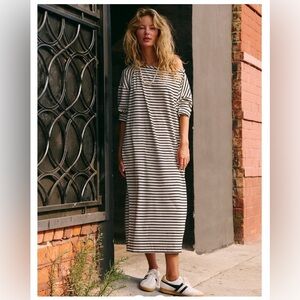 Free People Dress Womens XS Black White Stripe FP Beach Tivoli Maxi Coastal
